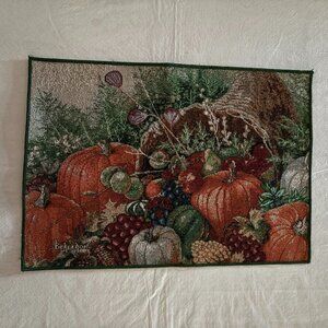 One Tuscan Summer tapestry placemat, pumpkins, cornucopia, Measures 13" x 18.5"